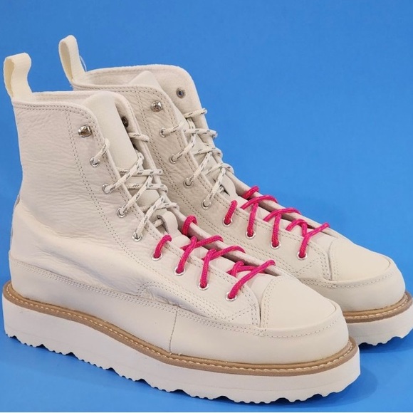 Converse hi tops boots platform boots crafted boots Converse white faux leather - Picture 1 of 12